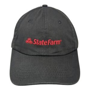 River's End State Farm Logo Black Baseball Cap One Size Slideback Cotton Hat